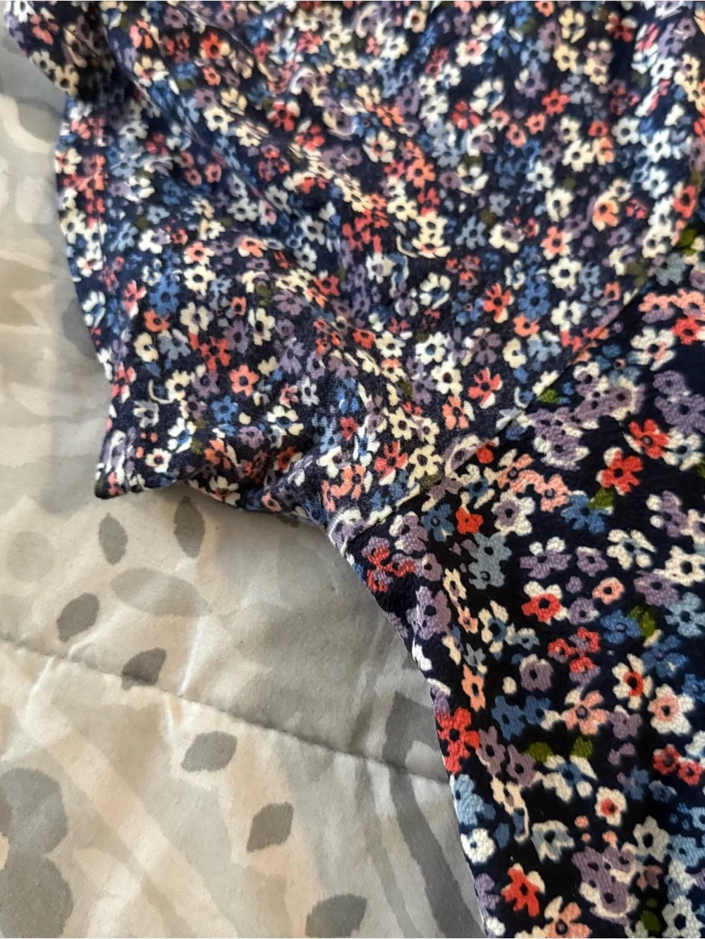 Michael Kors Navy Floral Short Sleeve Scoop Neck Tee